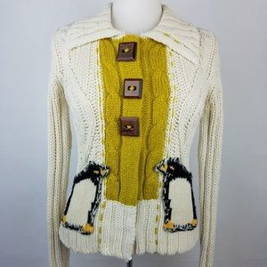 Anthropologie Field Flower Sweater Penguin Pocket